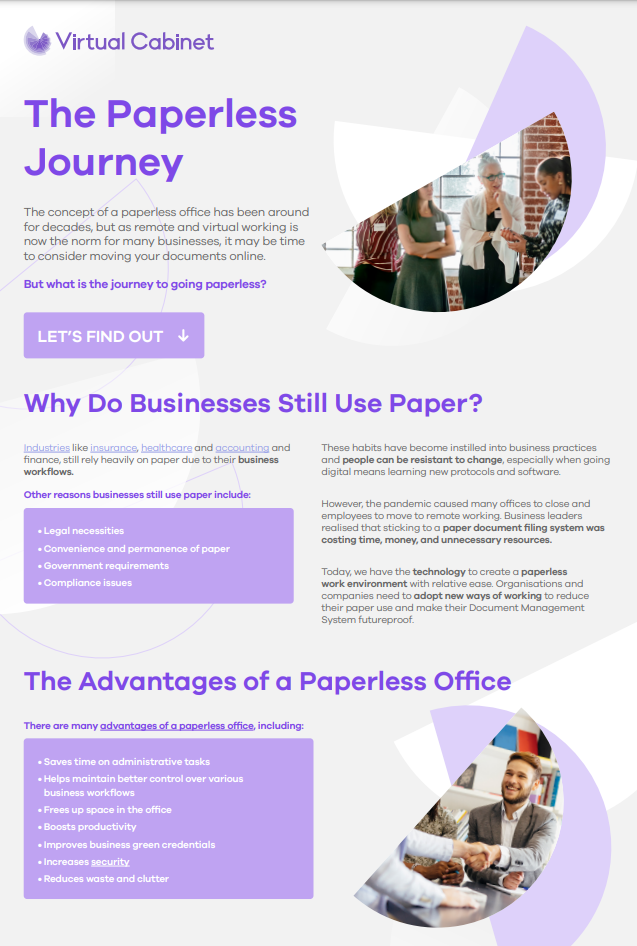 Screenshot paperless journey infographic taster